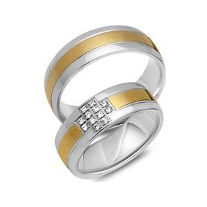 Trouwringen 8 karaat geel-wit goud 12 Diamanten
