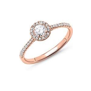 18 karaat roségouden halo ring met Diamanten