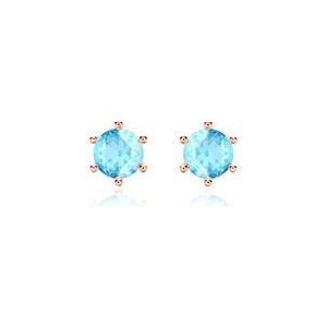 Dames oorbellen in 14 karaat roségoud met blauwe Topaas