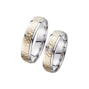 Trouwringen geel en witgoud met Diamant breedte 5 mm