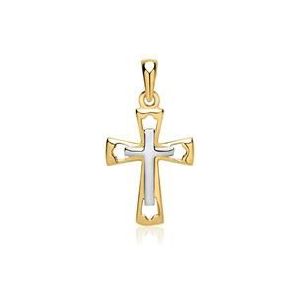 Kruis hanger: 8 karaat geel witgoud