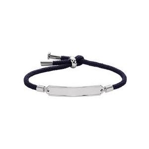 Blauwe graveerarmband voor dames gemaakt van textiel met edelstaal