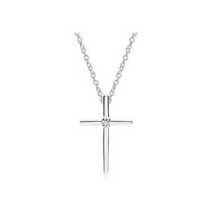 Witgouden ketting kruis Diamant 0.008 ct.
