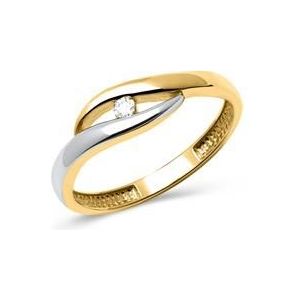 Gouden ring in 8 karaat geel-wit goud met Zirkonia