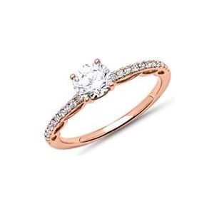 14 karaat rosegouden ring met Diamantzetting