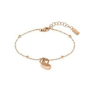 Soulmate gegraveerde armband in roestvrij staal met hart, IP rose