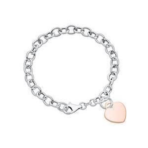 Schakelarmband in 925 zilver met hart, roségoud verguld