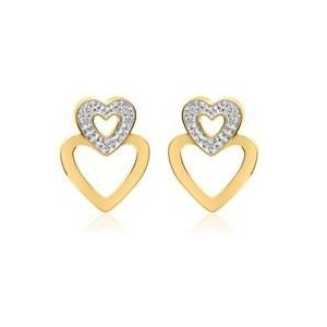 Hart oorbellen in 14k goud met Diamanten