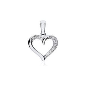 18 karaat witgouden hanger hart met Diamanten