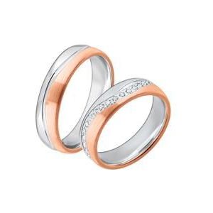 Gegraveerde trouwringen bicolor 925 zilver rosé