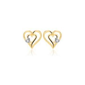 14 karaat gouden hart oorbellen met Diamanten