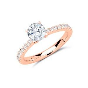 14 karaat rosegouden ring met Diamanten