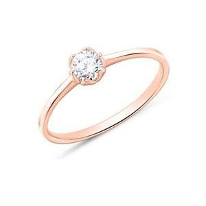 14 karaat roségouden solitaire ring met Diamant