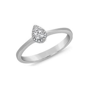 Druppel halo ring in witgoud of platina, diamanten