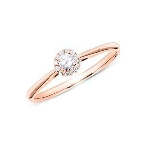 Halo ring in 18 karaat roségoud met Diamanten