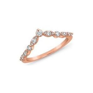 V-vormige ring voor dames in roségoud, diamant