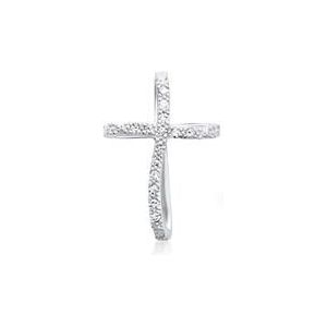 14 karaat witgouden hanger kruis 14 Diamanten