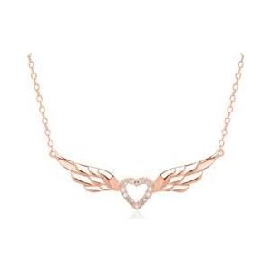 925 zilveren hart ketting roségoud verguld met Zirkonia