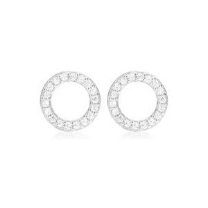 925 sterling zilveren oorstekers cirkelvormig ontwerp met witte Zirkonia