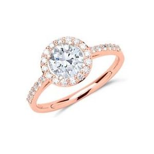 Halo ring 18 karaat roségoud met Diamanten