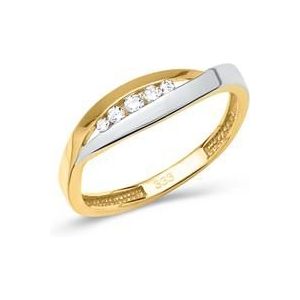 Geel & witgouden ring met Zirkonia stenen