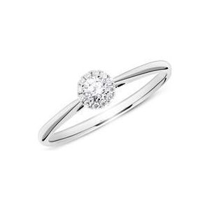 14 karaat witgouden halo ring met Diamanten