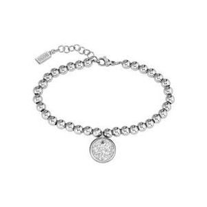 Medaillon roestvrij stalen armband met gegraveerde hanger, tweekleurig