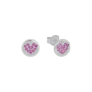 Meisjesoorstekers met hart in 925 sterling zilver, zirkonia