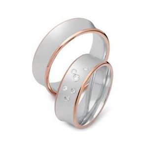 Trouwringen 18 karaat rood-wit goud 6 briljanten