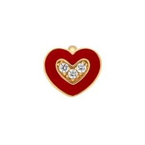 Clip bedel 925 zilver verguld emaille hart