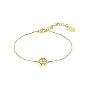 Roestvrij stalen graveerarmband met glazen stenen, IP goud