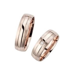Trouwringen roségoud met Diamant breedte 6 mm