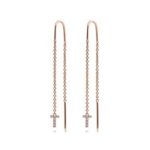 14k roségouden letter druppel oorbellen met Diamanten