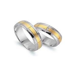 Trouwringen 14 karaat geel witgoud met Diamant