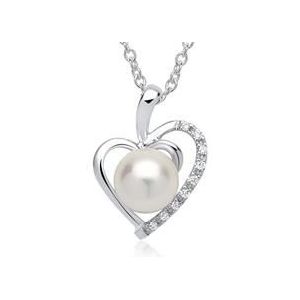 Hart ketting 14 karaat witgoud 9 Diamanten
