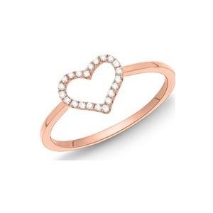 18 karaat roodgouden ring hart 22 Diamanten 0.11 ct.