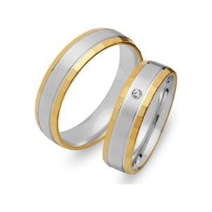Trouwringen 8 karaat geel witgoud met Diamant