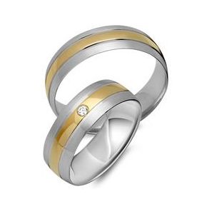 Trouwringen 8 karaat geel witgoud met Diamant