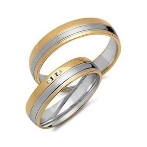 Trouwringen 14 karaat geel-witgoud 3 briljanten