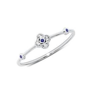 14k witgouden ring met Saffieren en witte Topaasen