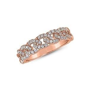 Graveerbare schakelring van roségoud met diamanten