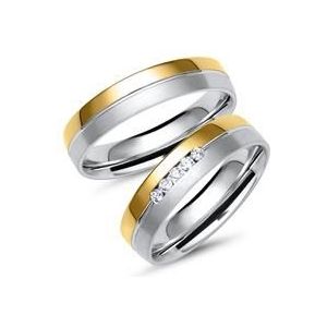 Geel- en witgouden trouwringen met 5 Diamanten