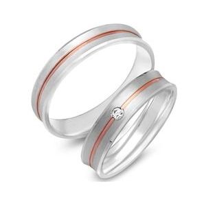 Trouwringen 8 karaat rood-wit goud met Diamant