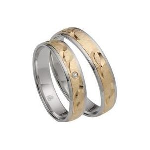 Geel en witgouden trouwringen met Diamant