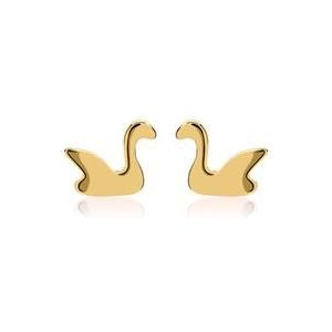 Stud oorbellen sterling zilver IP goud zwaan