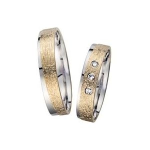 Trouwringen geel en witgoud met Diamanten breedte 4,5 mm