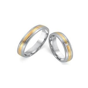 Trouwringen 14 karaat geel witgoud met Diamant