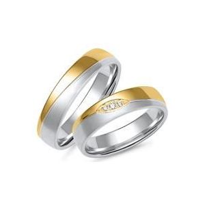 Wit- en geelgouden trouwringen met 3 Diamanten
