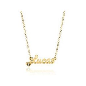 14k gouden naamketting met hart en Zirkonia
