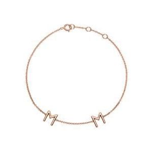 14k roségouden damesarmband, 2 letters, symbolen